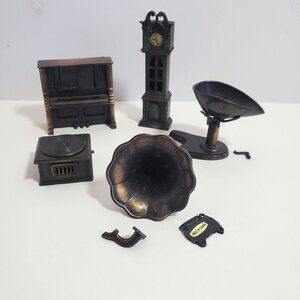 Durham Industries 70s Dollhouse Furniture Lot Diecast Metal Parts Only